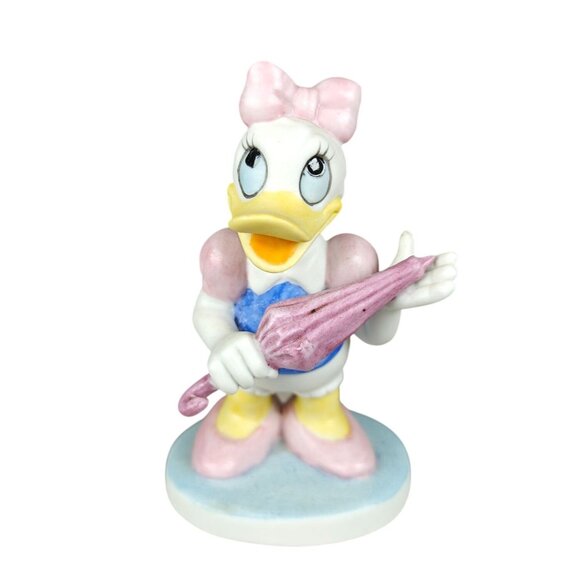Vintage Walt Disney Productions Daisy Duck Umbrella Bisque Figurine Ceramic - Picture 1 of 6
